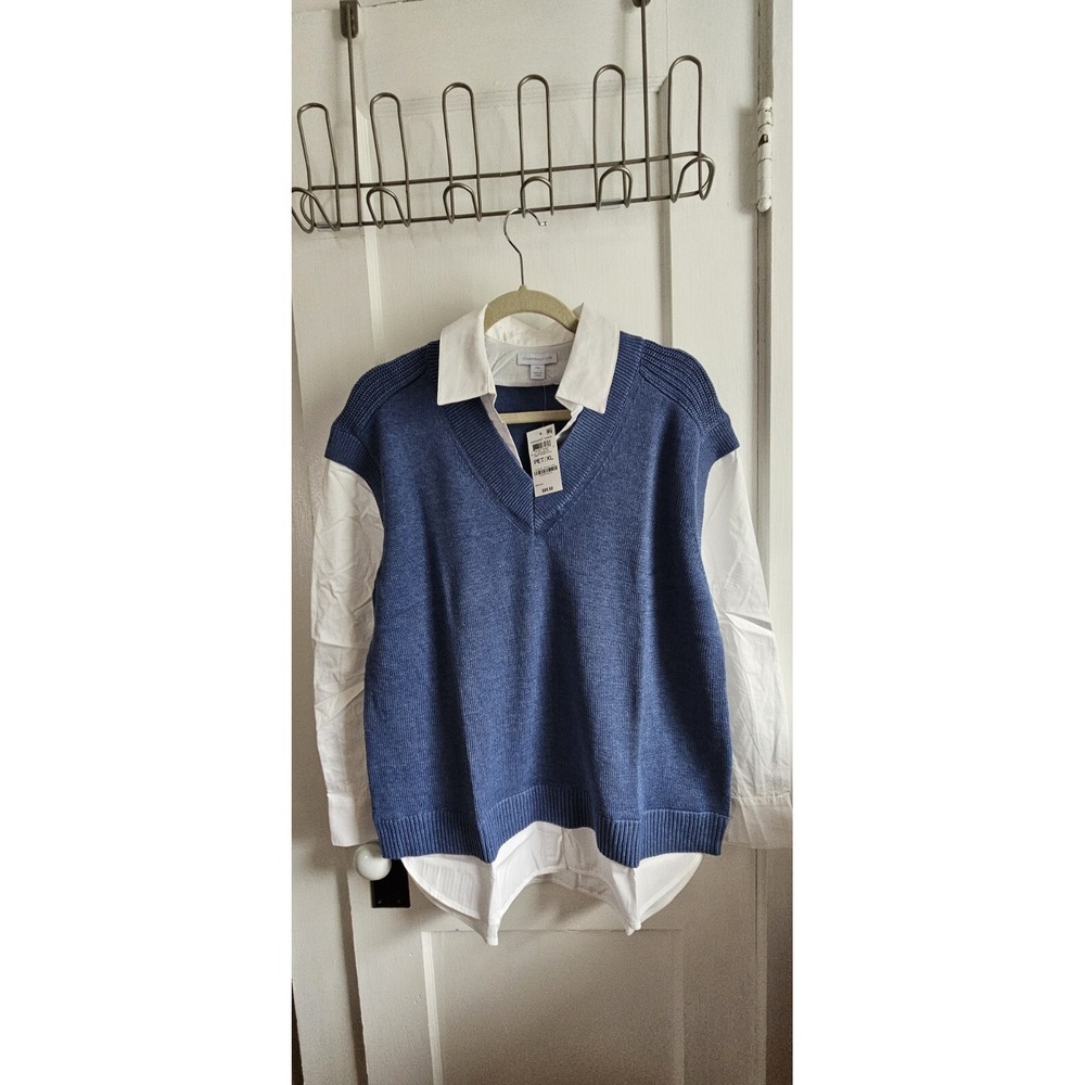 NWT CHARTER CLUB women PXL harvest hues One Piece Knit Sweater Over Button Blous